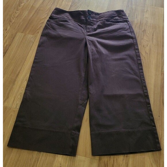 LOFT Pants - Ann Taylor Loft Women's Sz 2 Capri Pants Dark Brown Wide Leg Crop Chino 28X19